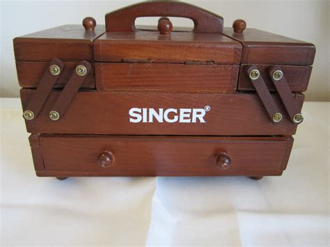 vintage singer wooden sewing box